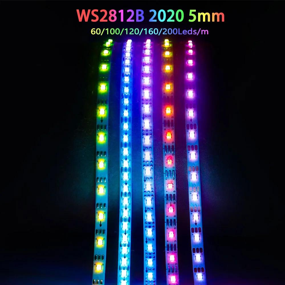  ּ   IC Ʈ , 5mm  WS2812B RGBIC 2020SMD LED Ʈ, WS2812 60 100 120 160 200LED/m, DC5V